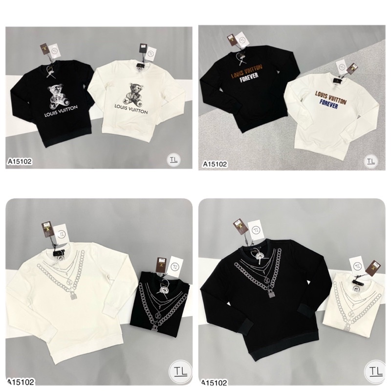 Áo Nỉ Dài Tay In Hình - Áo Nỉ LV Đính Đá Cho Nam