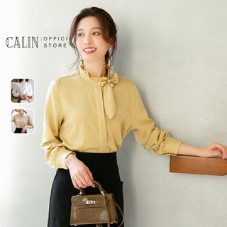 Áo sơ mi nữ Calin phong cách áo sơ mi kiểu công sở thanh lịch có sơ mi trắng mẫu 2023