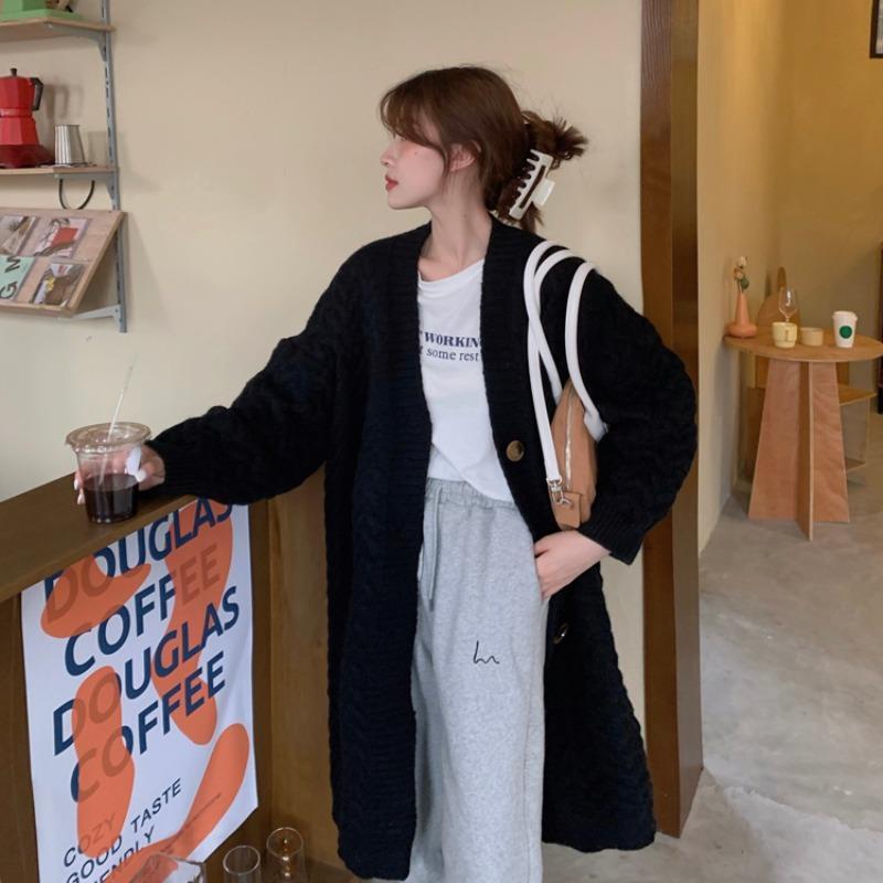 Áo khoác len dáng rộng dài qua gối phong cách Hàn Quốc thời trang thu đông dành cho nữ