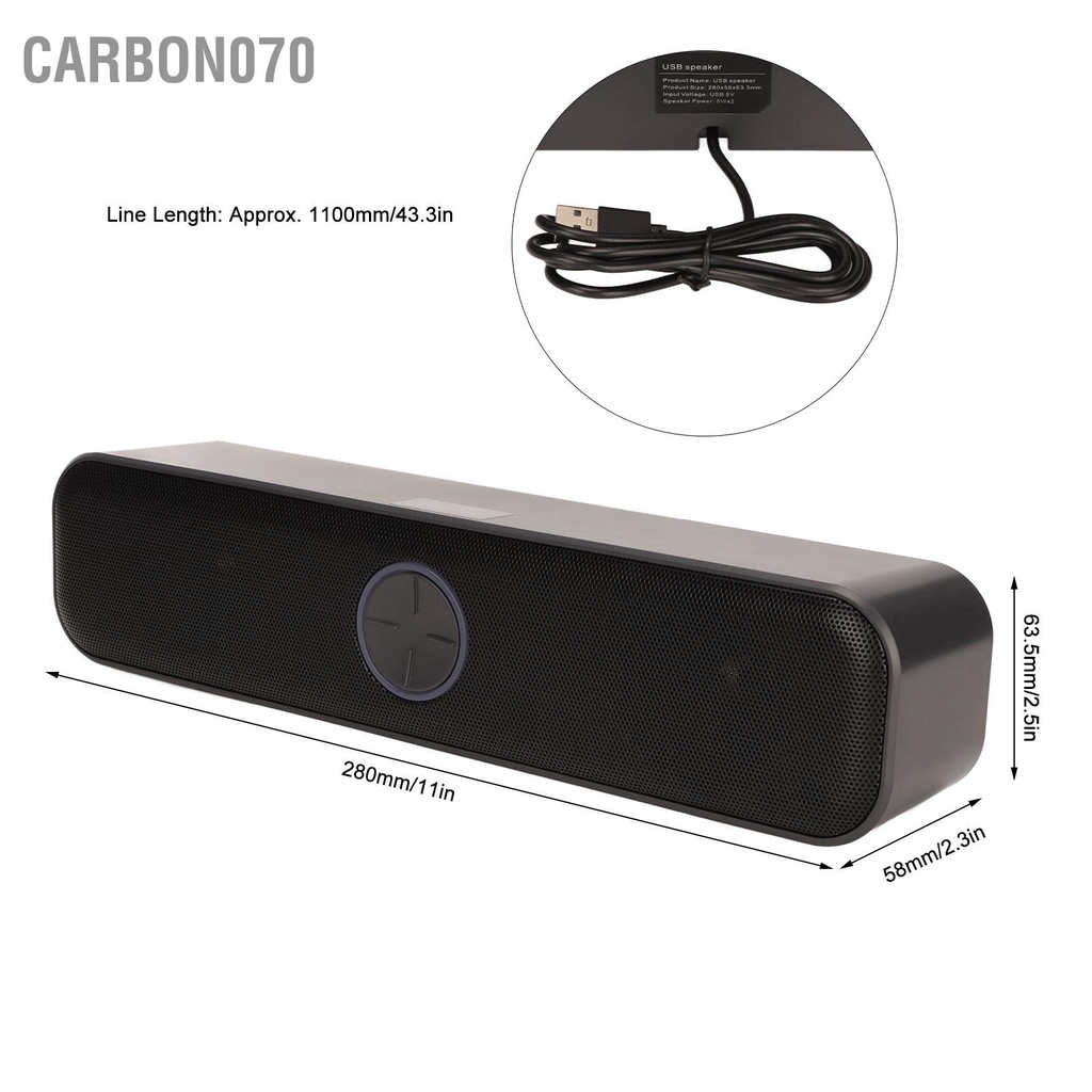 [Hàng Sẵn] Loa máy tính USB để bàn âm thanh nổi 2 kênh RGB màu đen cho Laptop , PC, PS5, trò chơi Xbox【Carbon070】