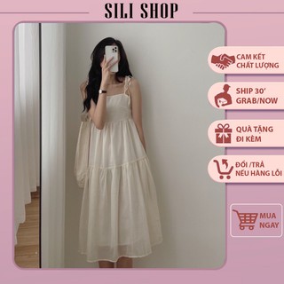[Quà tặng là gói xả vải nha] Váy 2 dây dáng dài ❤️Ảnh /video thật ❤️ Đầm 2 dây chất voan 3 tầng bồng bềnh