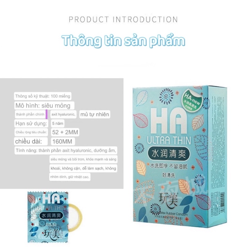 [HỘP 100C] Bao Cao Su HA Utrathin Nội Địa Trung Mỏng Nhiều Nước Dùng Thích