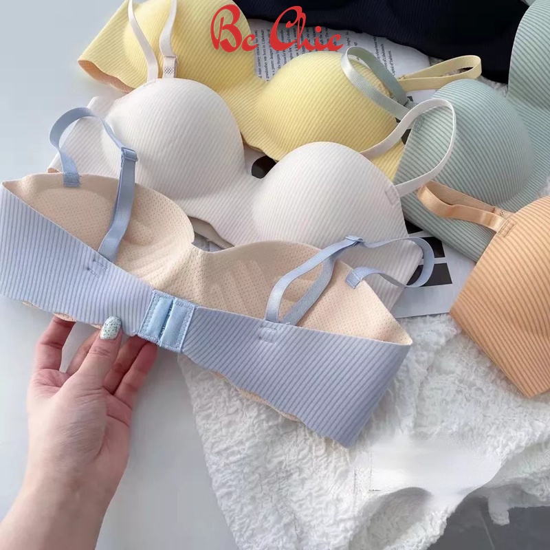 Áo lót nữ, áo lót su quả ngang kẻ sọc đệm bàn tay nâng ngực A06 BC_CHIC LINGERIE