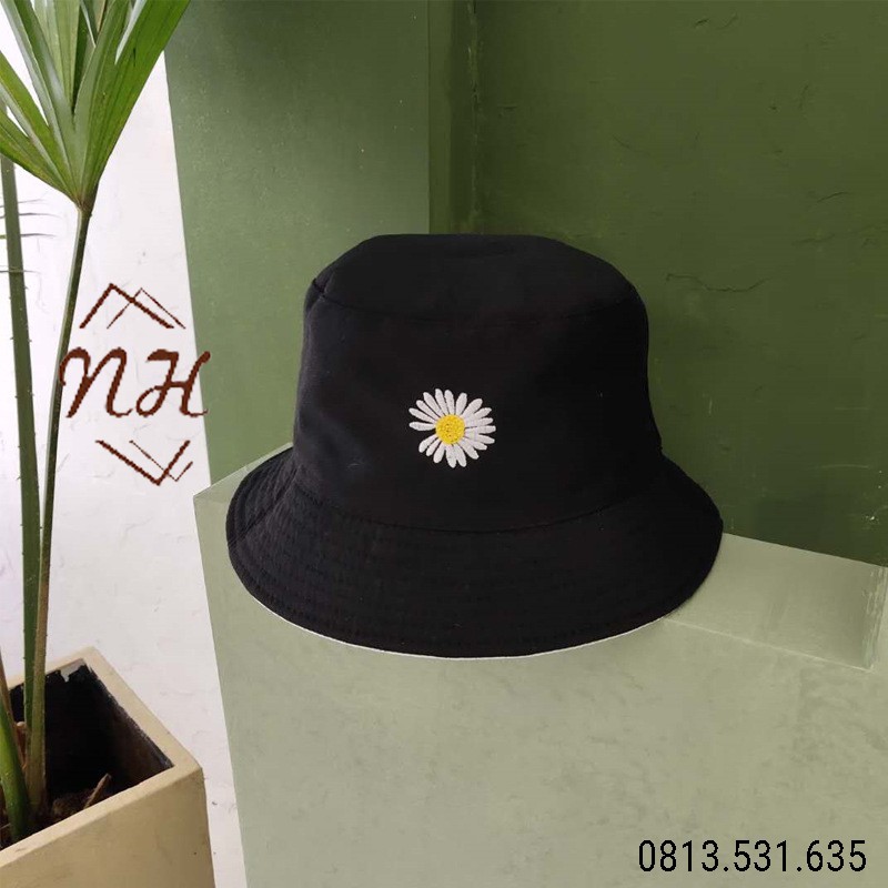Mũ bucket hai mặt thêu họa tiết hoa cúc GD cho nam, nữ chất cotton cao cấp đẹp - ẢNH THẬT - Mũ bucket hat M09