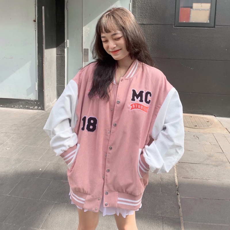 Áo khoác bomber bóng chày nhung tăm ACADEMY MAICUS basic nam nữ unisex form rộng o