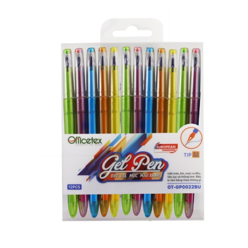 Hộp 12 Cây Bút Gel Mực Xanh Officetex - OT-GP0022BU - 8935276454153
