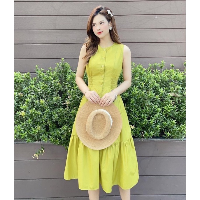 🎀Váy Maxi Sát Nách Xanh Cốm
