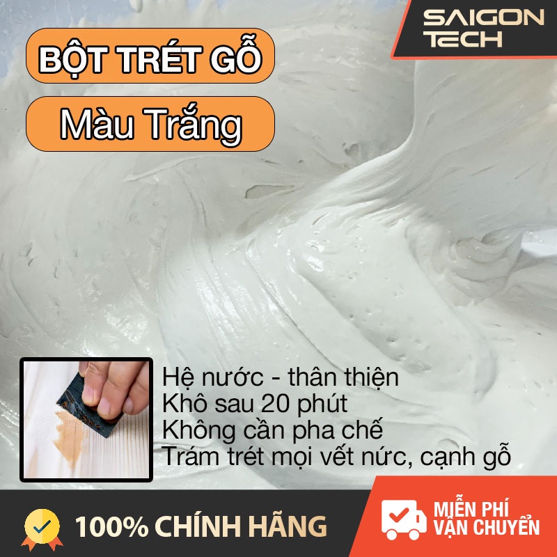 [HCM] BỘT TRÉT GỖ - WOOD FILLER MÀU TRẮNG CHUYÊN DỤNG, TRÉT CÁC VẾT NỨT, LÀM NHẴN BỀ MẶT GỖ KHÔ NGAY SAU 15 PHÚT SGT