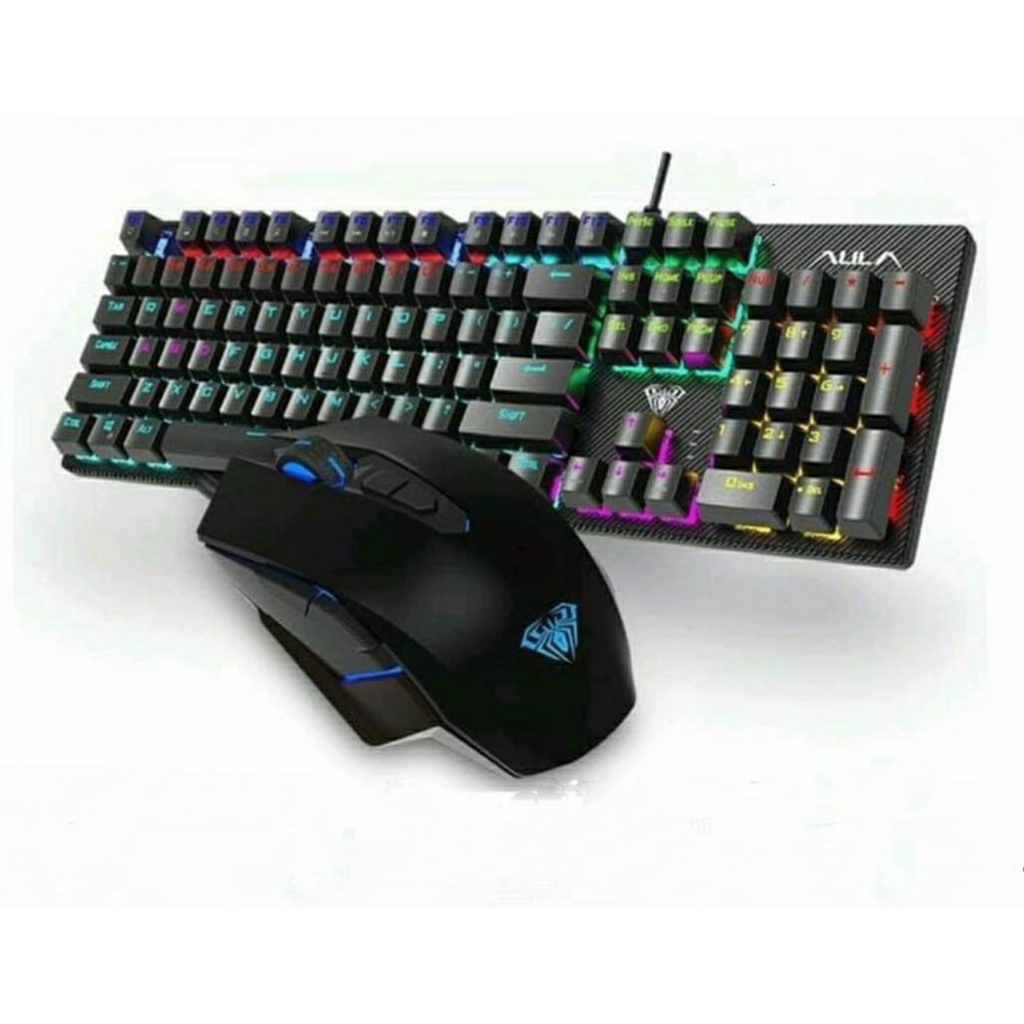 COMBO BÀN PHÍM VÀ CHUỘT GAMING T 640 MÀU ĐEN LED USB BLUE SWITCH AULA