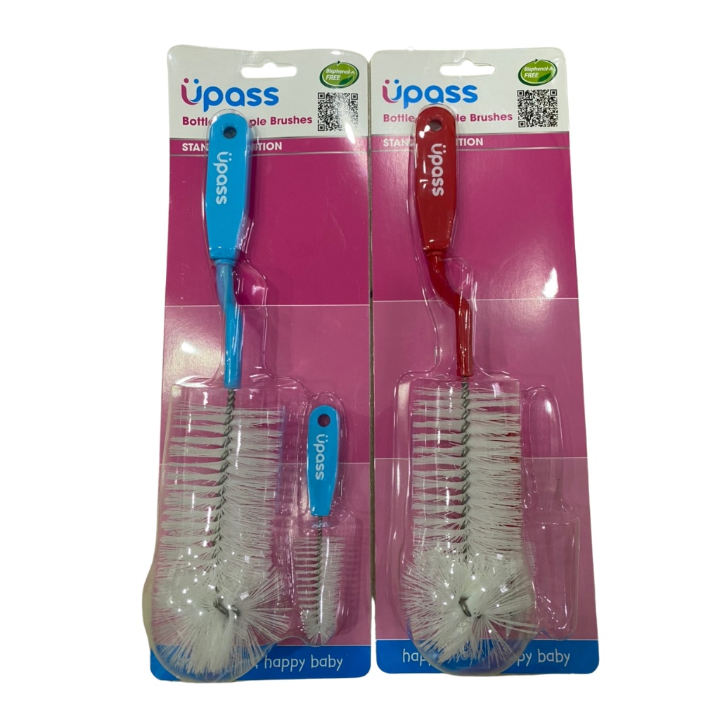 Bộ Cọ Bình Sữa, Núm Ti UPASS Làm Từ Sợi Nylon Cứng, Bền Giúp Vệ Sinh Sạch Sẽ Các Vật Dụng Ăn Uống Của Bé