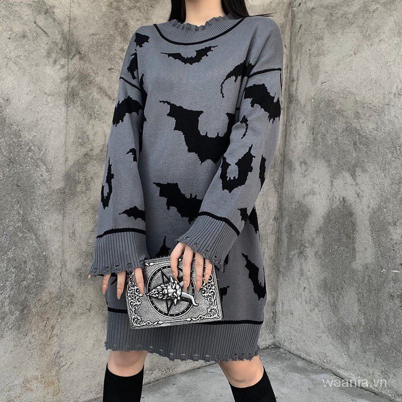 koran đầm cánh dơi dáng rộng in họa tiết xinh xắn dành cho nữ