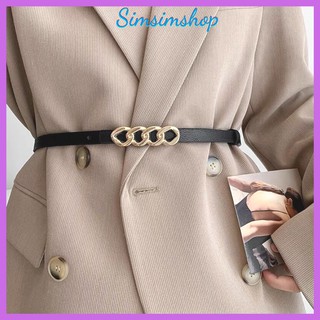 Dây Nịt Váy Áo Quần Nữ bản nhỏ mặt Xích Xoắn ĐV012 - Thắt lưng da mảnh 1.3cm da đẹp phối váy áo cá tính