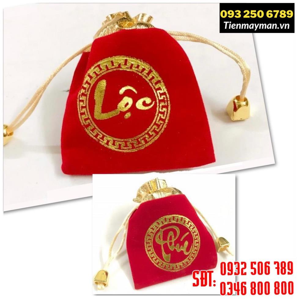 COMBO 100 Túi Gấm Nhung Phúc Lộc Đỏ May Mắn Phong Thuỷ 7x9cm