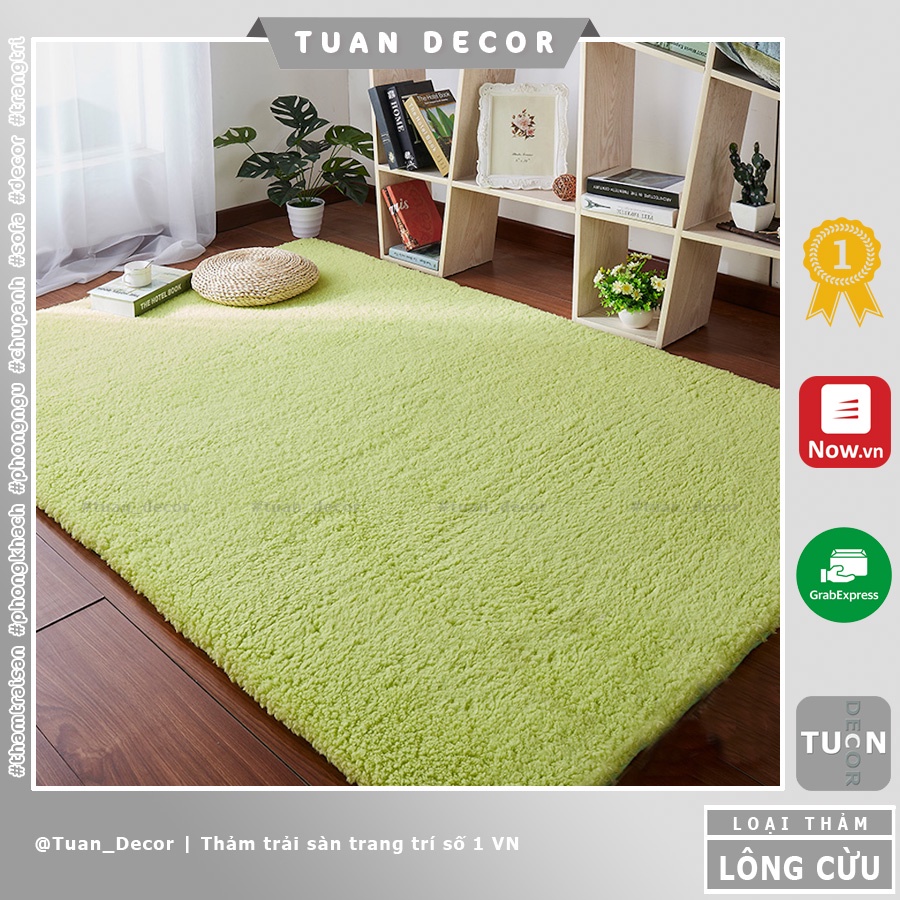 Thảm trải sàn lông cừu màu xanh đọt chuối 1m6x2mhàng cao cấp siêu dày và êm