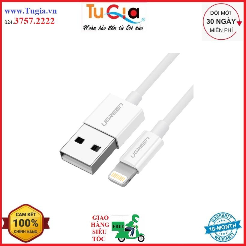 Dây USB lighting dài 1m có chip mFI cao cấp UGREEN 20728 - Hàng chính hãng