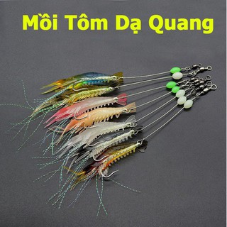 mồi câu cá hình tôm khác màu nhau