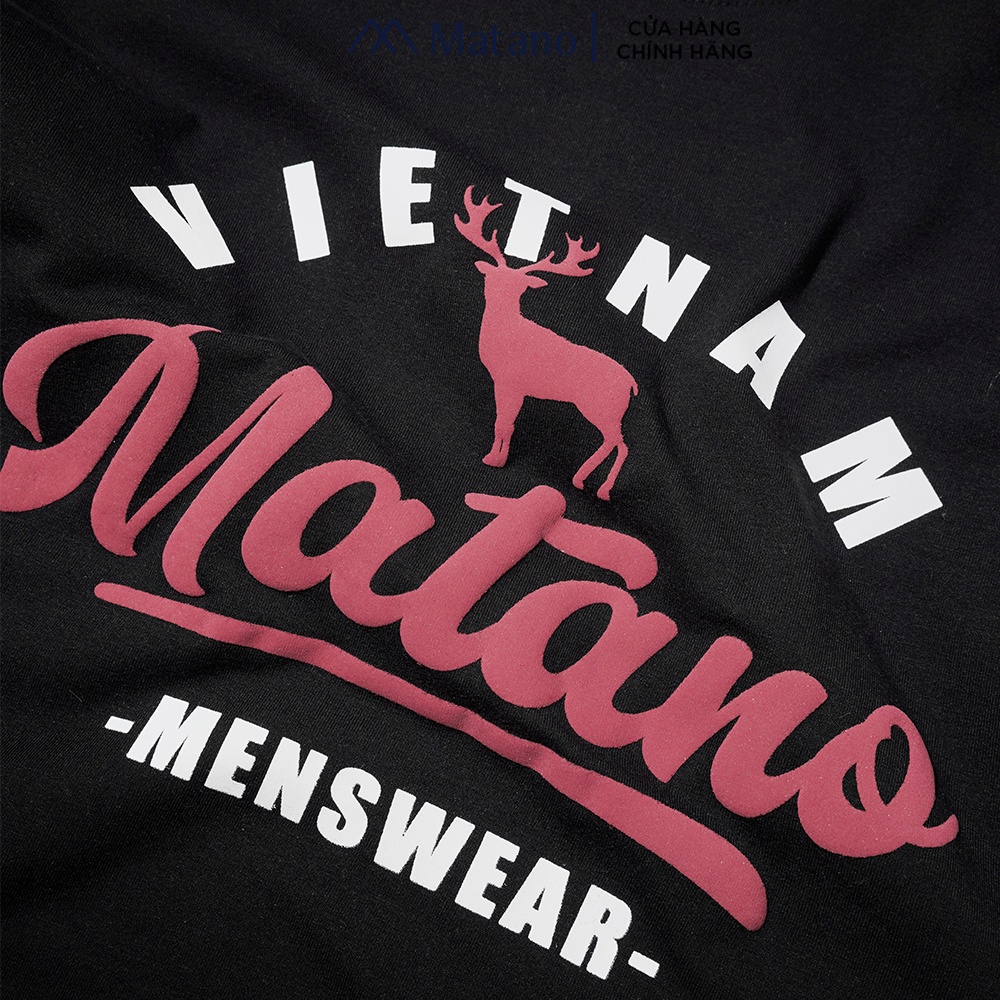 Áo thun nam cổ tròn MATANO AT076 form suông ngắn tay in họa tiết graphic tinh tế, vải cotton 4 chiều, thoáng mát