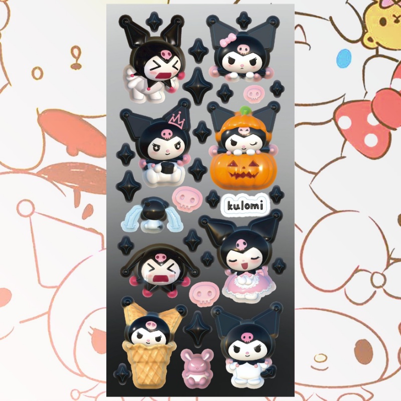 SANRIO Miếng Dán PVC Hình Kuromi Cinnamoroll 3D Trang Trí Sổ Tay