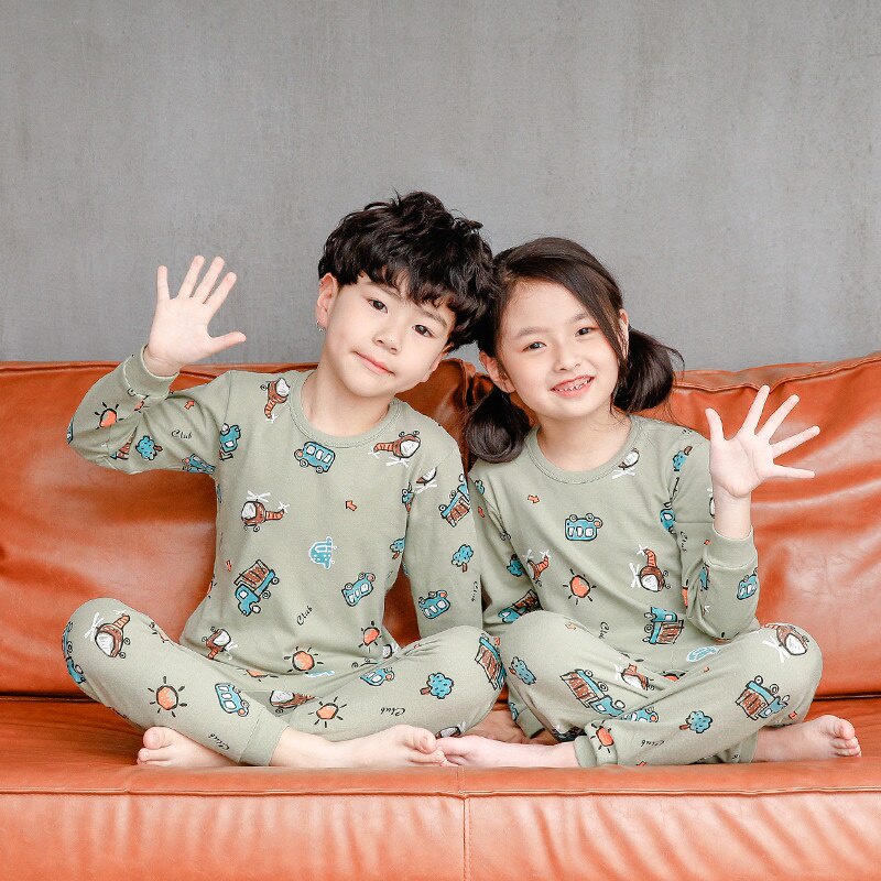 Bộ Đồ Ngủ 100% Cotton In Họa Tiết Hoạt Hình Dễ Thương Thời Trang Cho Bé Trai Và Bé Gái 2021