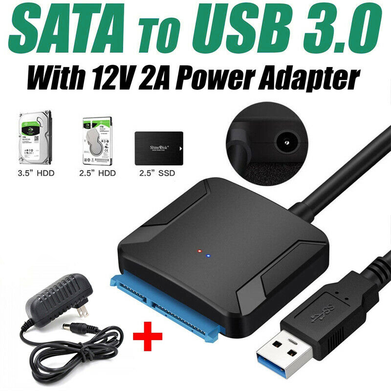 Dây Cáp Chuyển Đổi Sata Sang Usb 3.0 2.5 '' / 3.5 '' Hdd Ssd W / 12v Us | BigBuy360 - bigbuy360.vn
