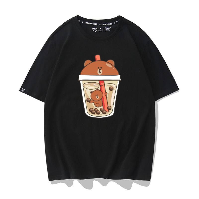 Áo Thun Ly Trân Châu Gấu Nâu Unisex Nam Nữ