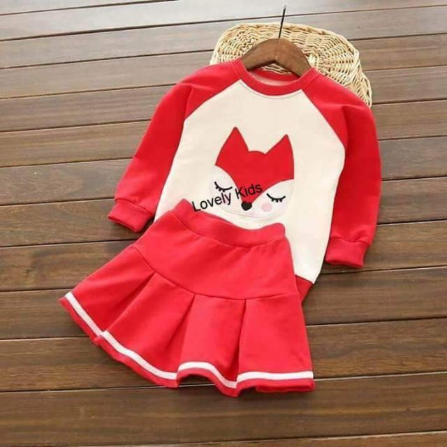 Set váy mặt cáo cho bé gái