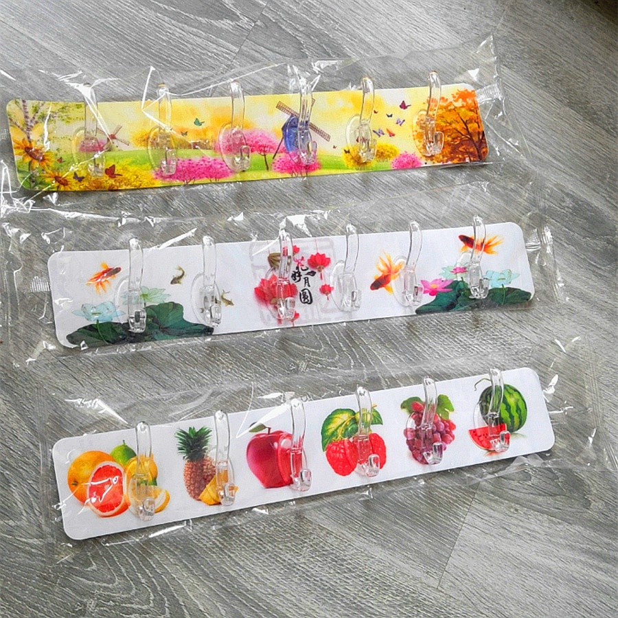 Móc Dán Tường 6 Móc Thanh Dài Hình Trái cây