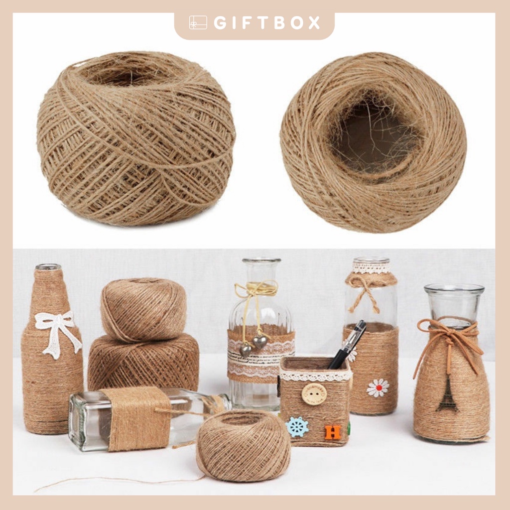 Dây thừng trang trí dây gai decor sơ dừa cuộn 1m 10m 30m 50m trang trí quà tặng handmade decor nhà cửa đồ dùng cá nhân