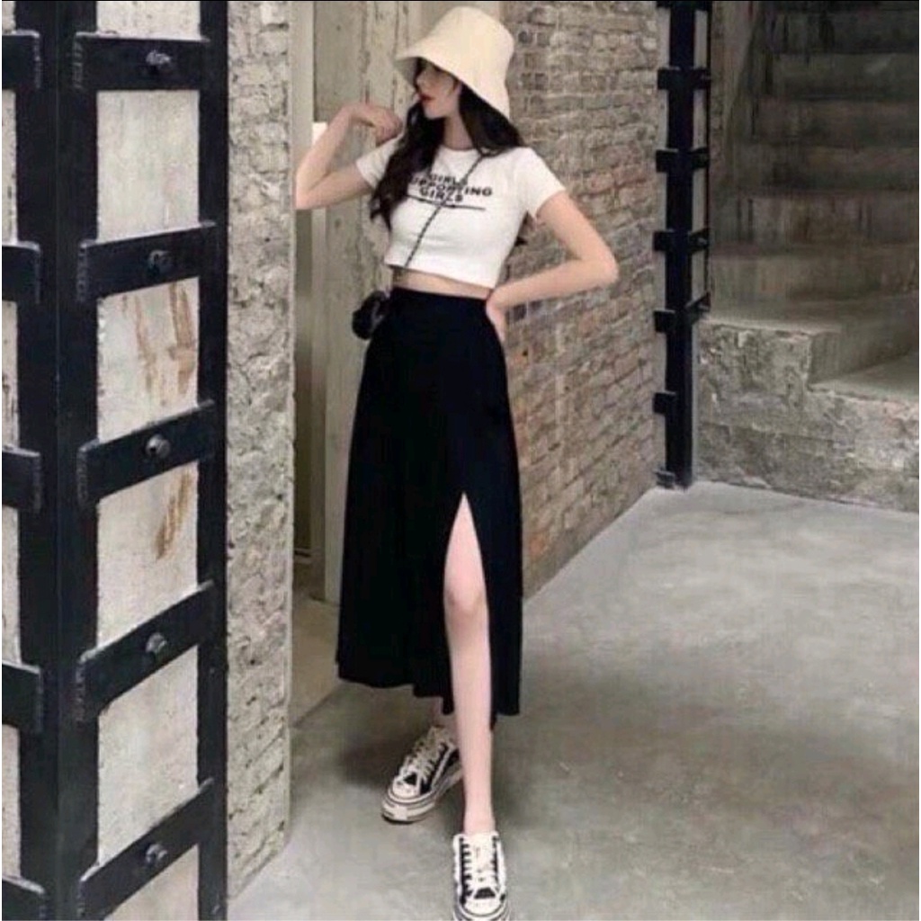 Chân váy dài xẻ tà dáng suông phong cách cá tính - 752