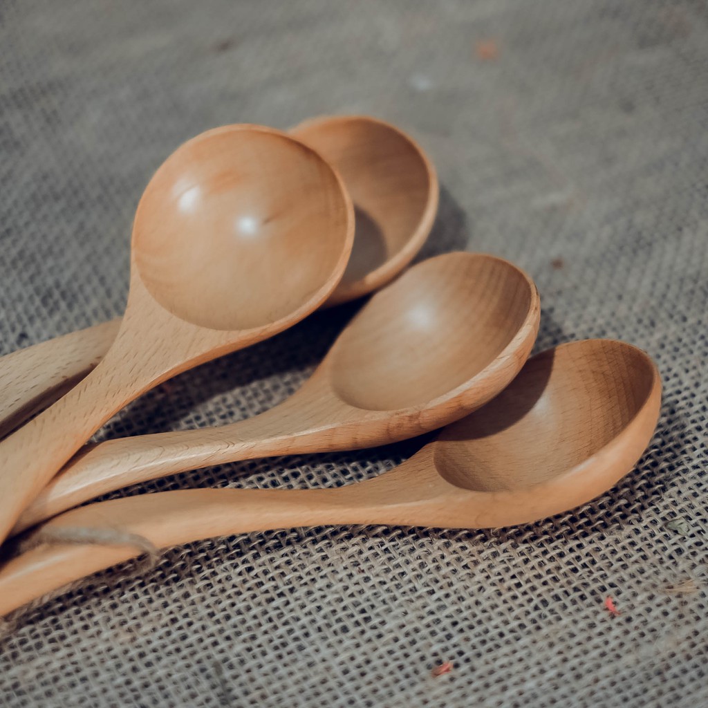 Vá gỗ cơm/canh/súp - Vá gỗ beech - Wooden rice spoon