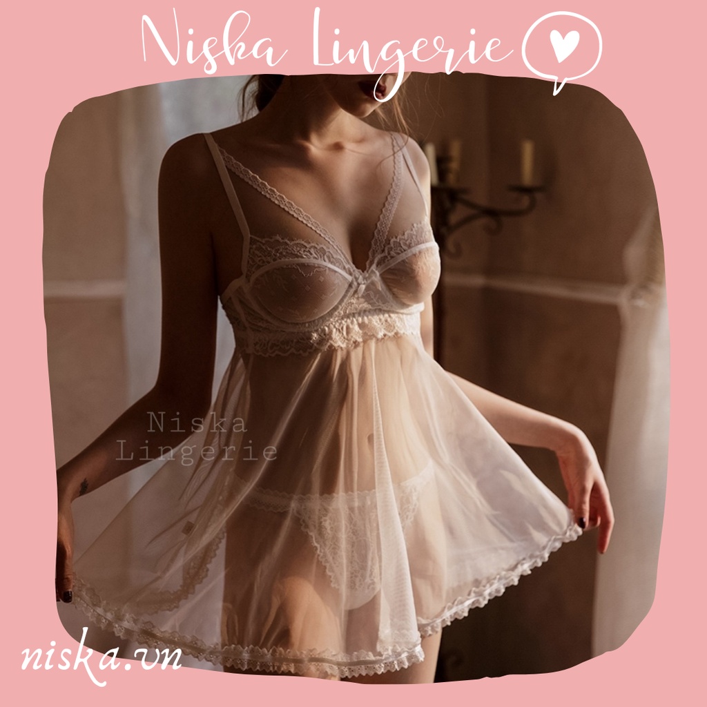 Đầm ngủ xẻ tà có gọng (2 phiên bản màu) - Mã D194