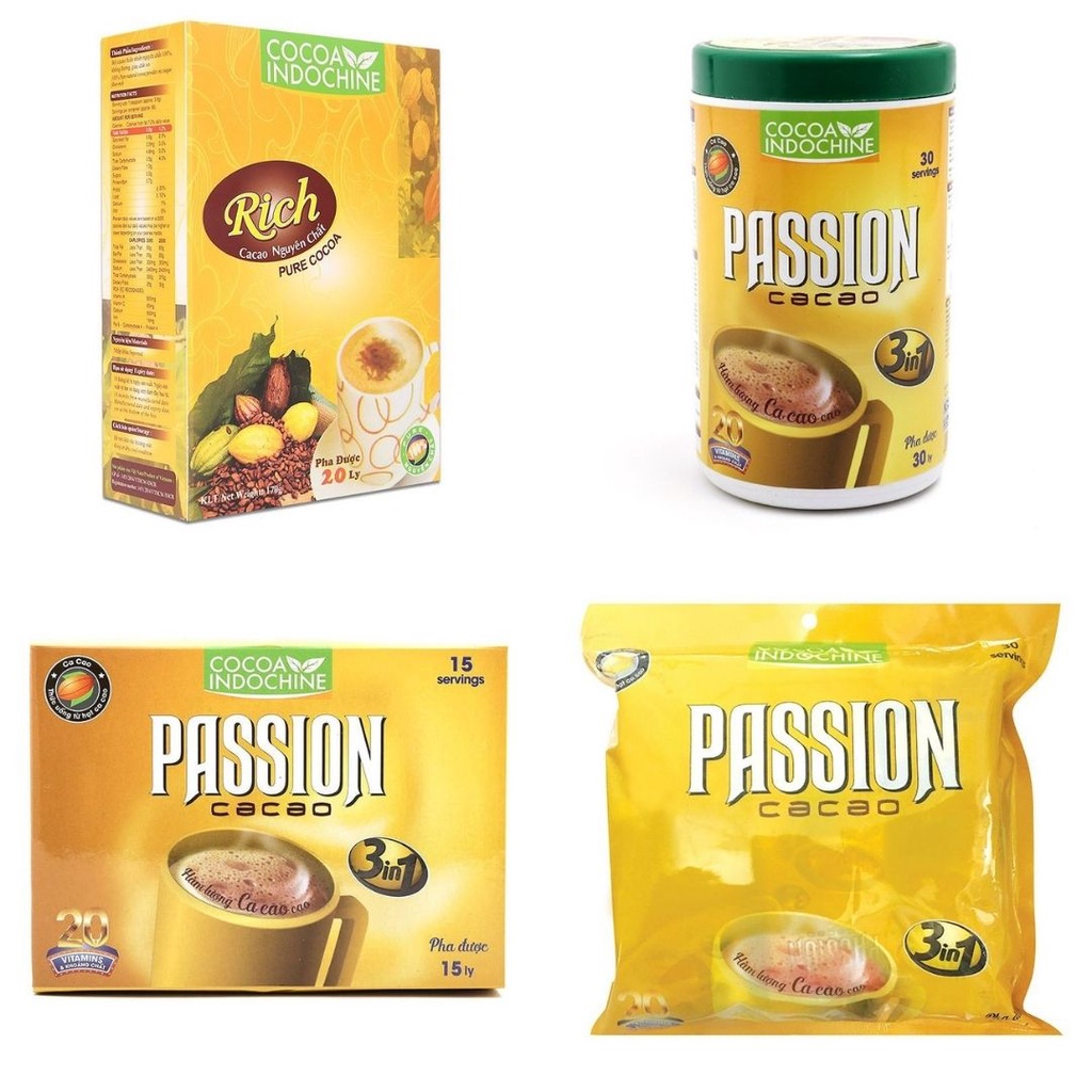 Bột Cacao Hòa Tan Passion 3 In 1 Cocoa Indochine Chính Hãng - Đủ size