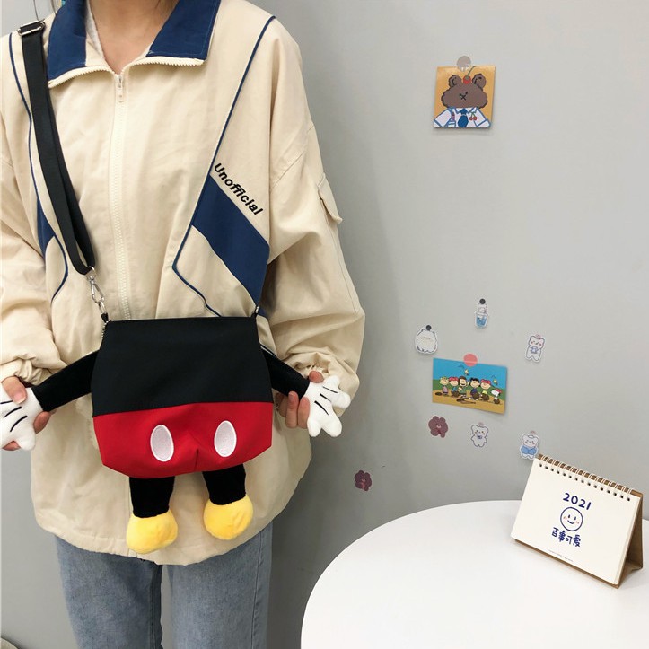 Túi đeo chéo hình vuông nhỏ hình chuột Mickey phong cách Hàn Quốc 2021