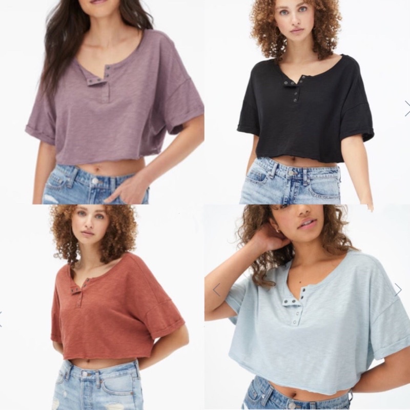 Áo croptop nút bấm xuất dư xịn