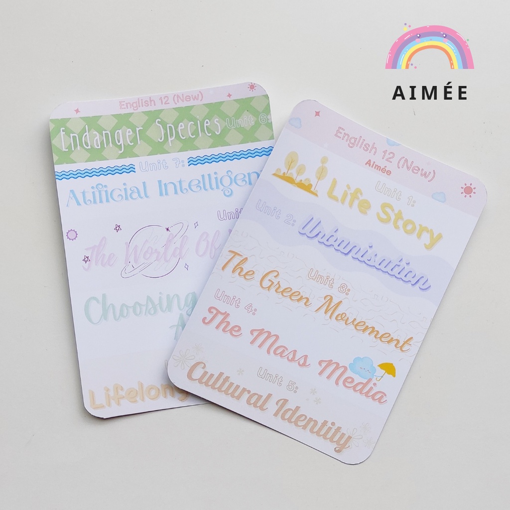 Sticker tiếng anh 12, tiêu đề tiếng anh 12  | AIMÉE