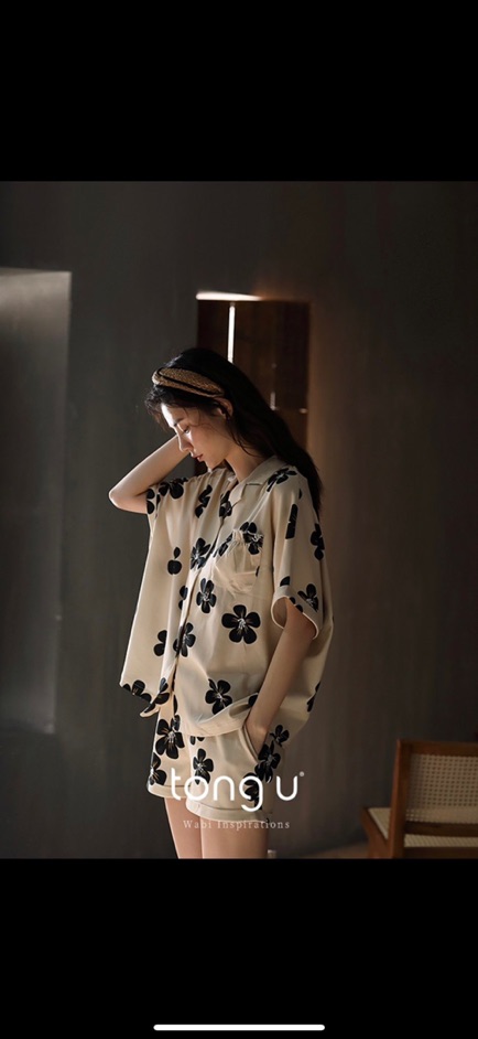 (Freesize 75kg)Đồ bộ nữ mặc nhà- pijama phi lụa cao cấp free size