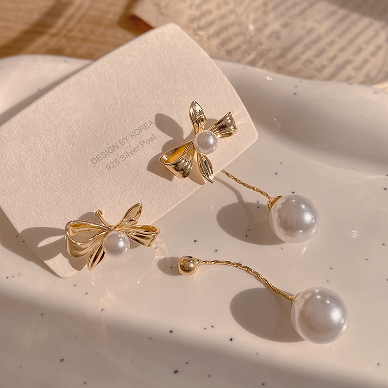 Khuyên Tai Dáng Dài Đính Ngọc Trai Và Nơ Phong Cách Thời Trang Mới 2022