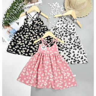 Váy Maxi bé gái vải lụa hoa cúc dây chéo lưng XHN286