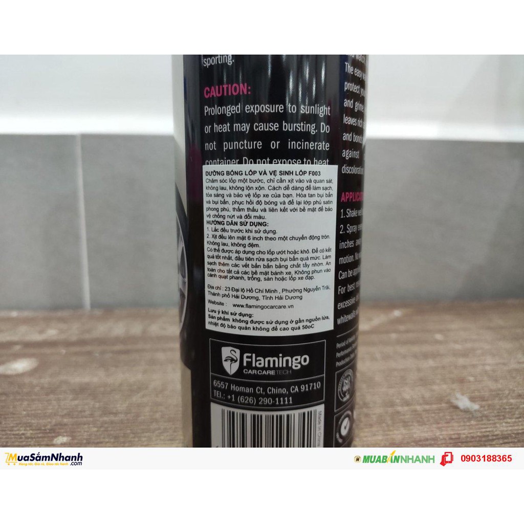 Xịt Dưỡng Bóng Vỏ Lốp Ô Tô - Phục Hồi Nhựa Đen Flamingo F010 500ml