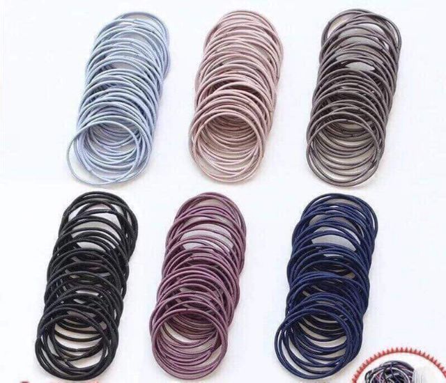 Gói 100 chun buộc tóc nhiều màu