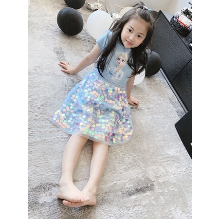 Cô gái Frozen 2 Aisha Dress Cô gái mùa hè Váy trẻ em Tây Bông ngắn tay Aisha Váy công chúa