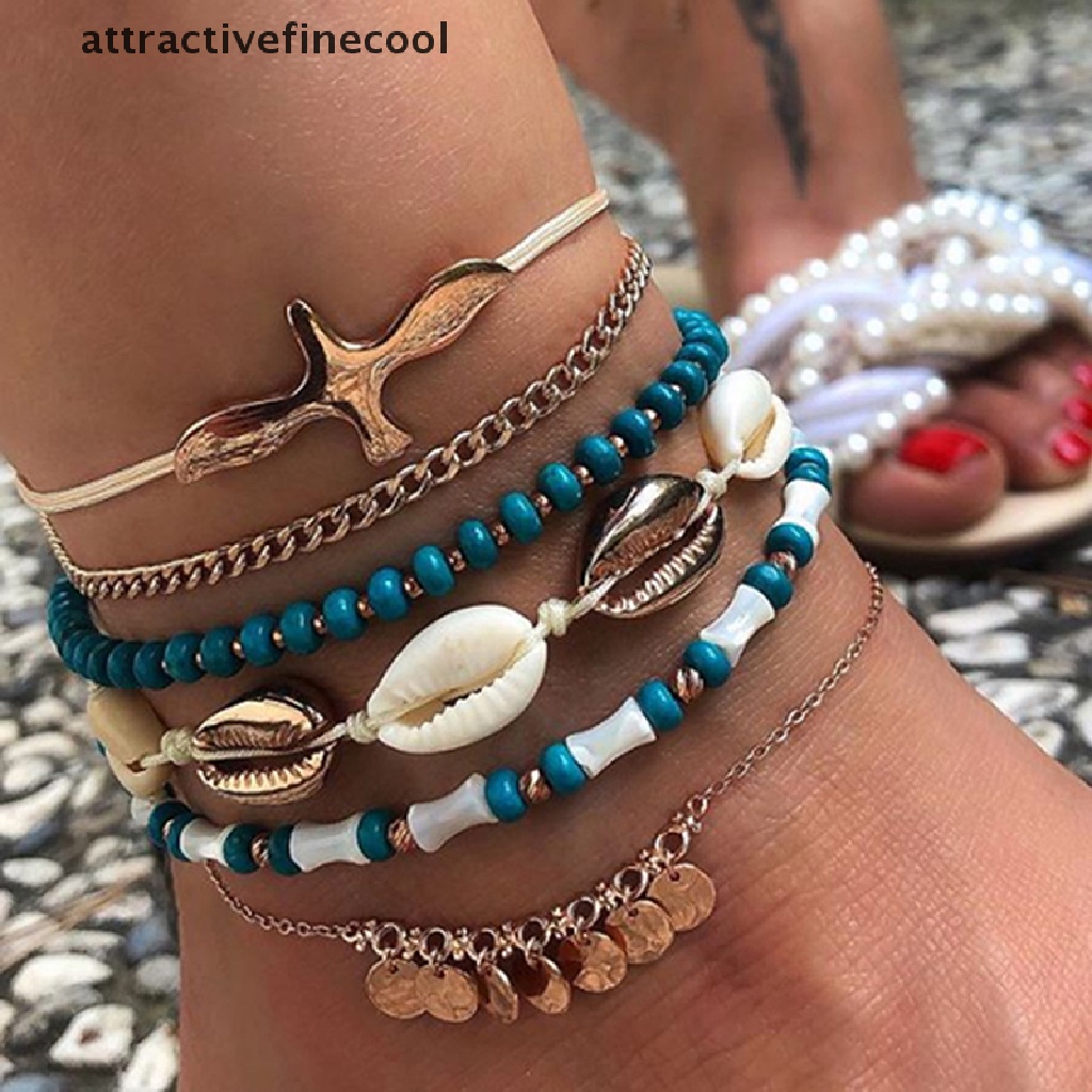 Lắc Chân Nhiều Lớp Đính Vỏ Sò Phong Cách Bohemian Thời Trang Cho Nữ