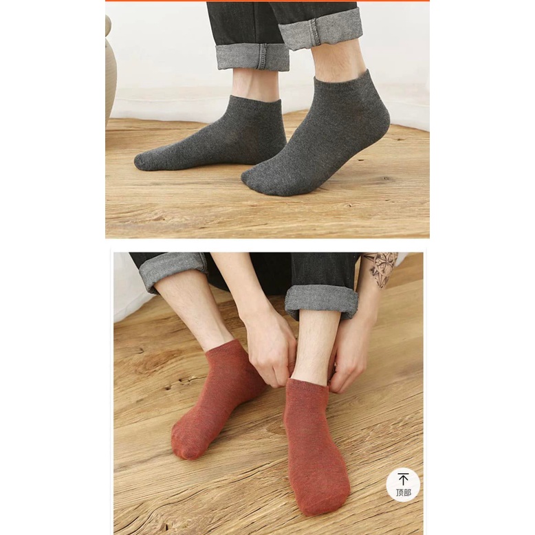 Set 10 Đôi Tất Mix Màu Muối Tiêu, Cổ Ngắn Dành Cho Nam Và Nữ, Chất Cotton Mềm Mịn Không Bai, Không Xù