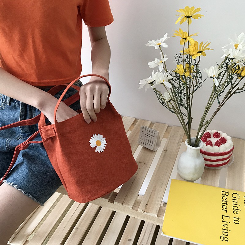 Túi Tote Dây Chéo Dành Cho Nữ ERASHOP 076515 - Cúc Trắng Nền Nhiều Màu Đáng Yêu Hot Trend Cực Rẻ Đẹp