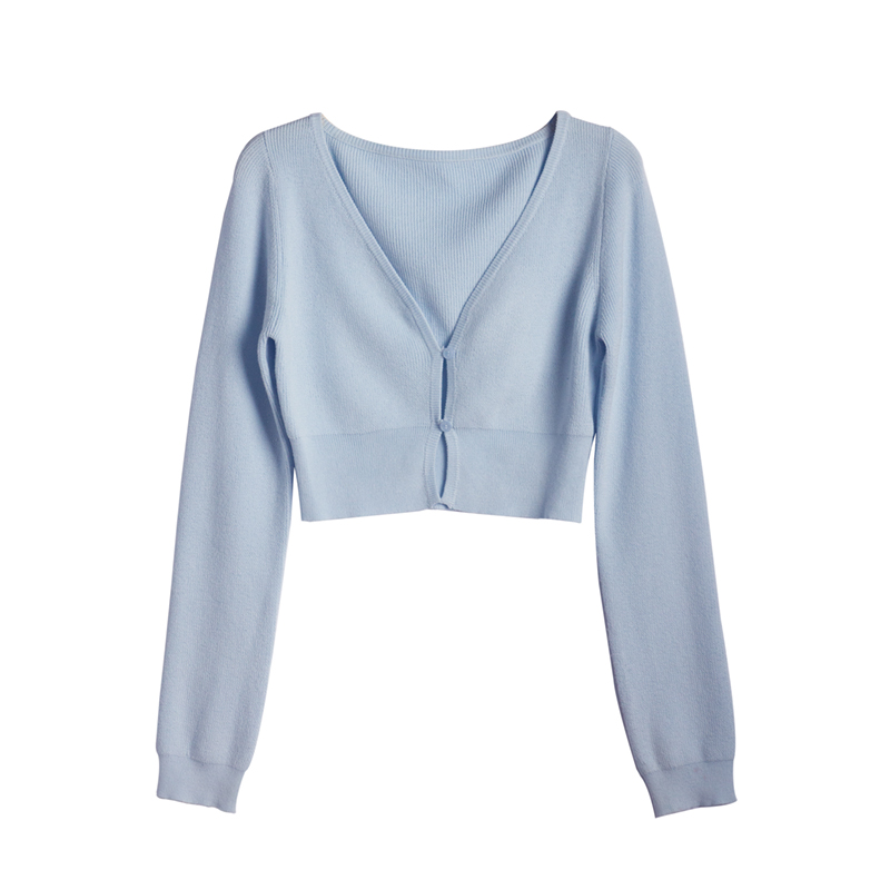 SUXI Áo Croptop Dệt Kim Màu Trơn Chống Nắng Cho Nữ