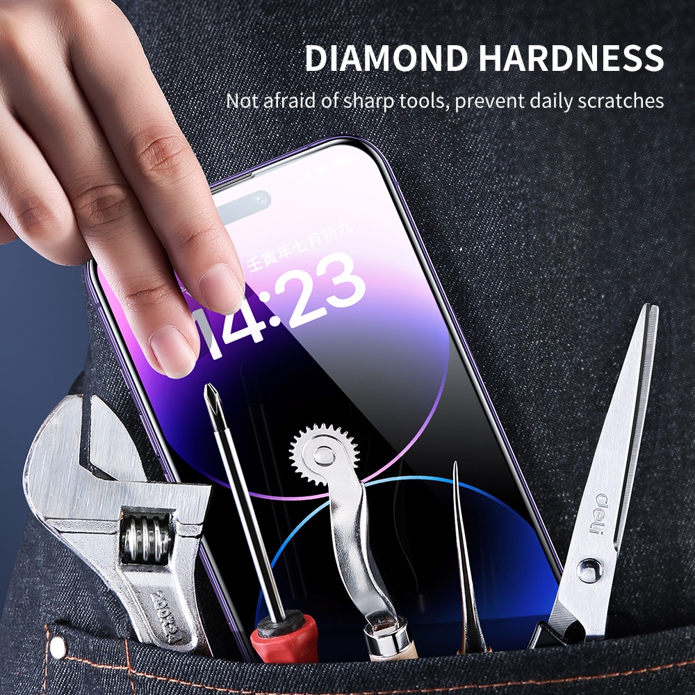 SmartDevil Kính cường lực HD chống bụi/ vân tay bảo vệ toàn màn hình thích hợp cho iPhone 14 Pro max 14 Promax 14 Plus