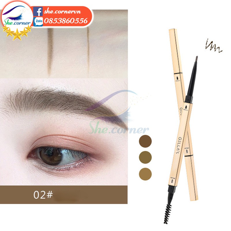 Chì kẻ mày đầu tam giác nhỏ lâu trôi Gella's Small Gold Stick Eyebrow Pencil MB20 đầu 0.5-3mm