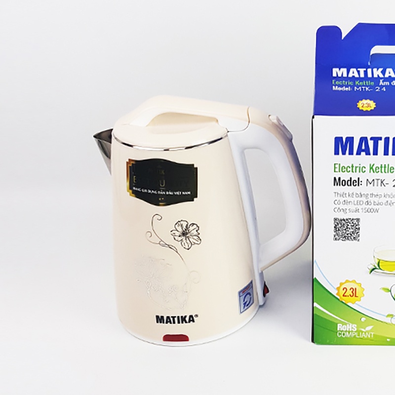 [Mã BMBAU50 giảm 10% đơn 99k] Ấm Siêu Tốc MATIKA 2.3L 1500W MTK24