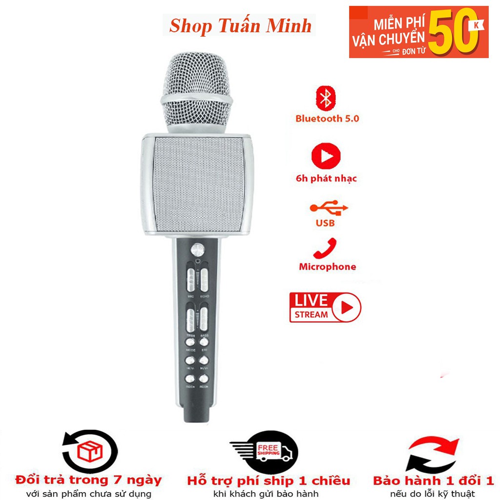 Mic hát karaoke YS-92 micro bluetooth không dây cao cấp ghi âm, đổi giọng, bảo hành 6 tháng