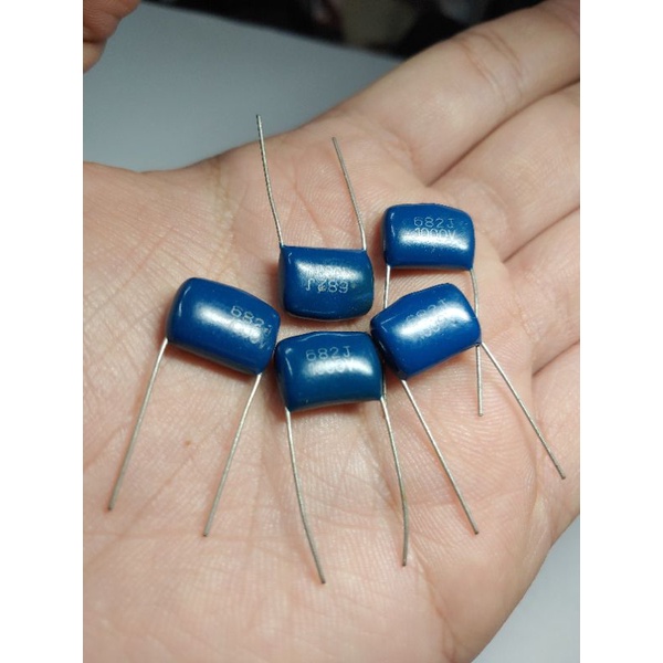 Tụ 682j 1000V 6.8nF màu xanh P14mm